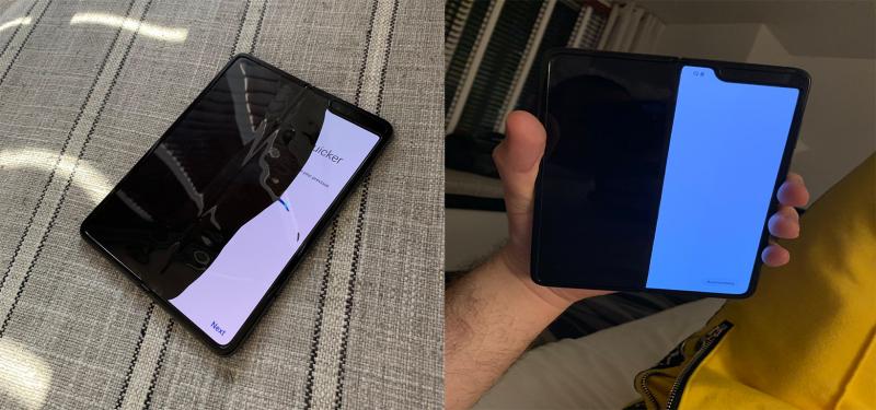 Tampilan kerusakan layar Samsung Galaxy Fold (twitter markgurman)