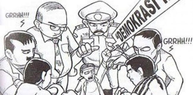 Ilustrasi Demokrasi Rakyat yang Dibungkam oleh Aparatus dan Penguasa (rmol)