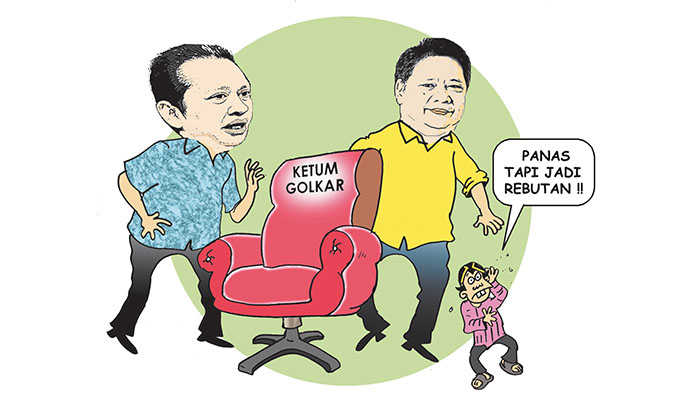 Ilustrasi Perebutan Kursi Ketum Golkar Antara Bambang Soesatyo dan Airlangga Hartarto (Poskota)