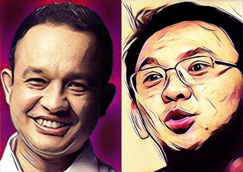 Anies Baswedan dan Basuki Tjahaja Purnama alias Ahok. (Foto: suratkabar.id)