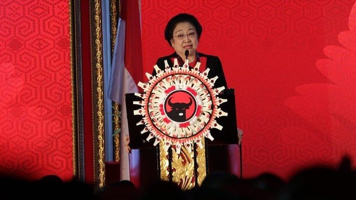 Ketua Umum PDI Perjuangan Megawati Sukarnoputri menyampaikan pidato politiknya di Kongres V PDI Perjuangan di Bali. (Foto: PDI Perjuangan)