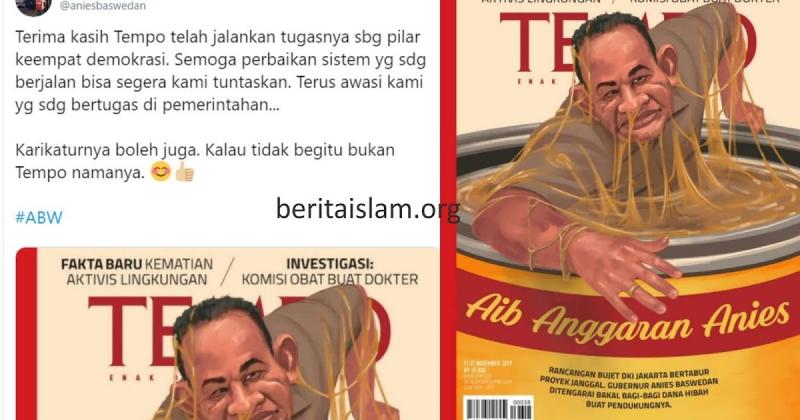 Kolase Twit Gubernur DKI Jakarta, Anies Baswedan. (beritaislam)