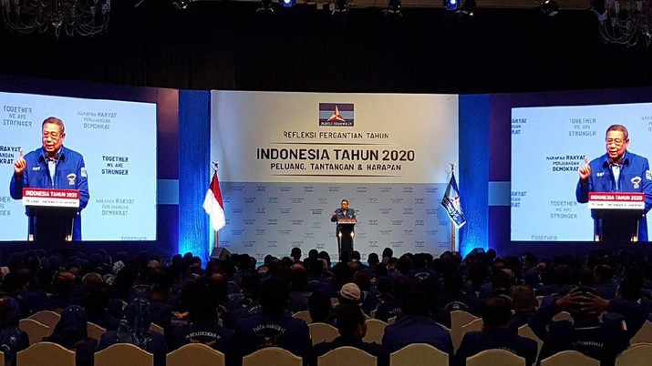 Ketum Partai Demokrat Susilo Bambang Yudhoyono atau SBY di JCC, Senayan, Jakarta. (Twitter Partai Demokrat @PDemokrat)