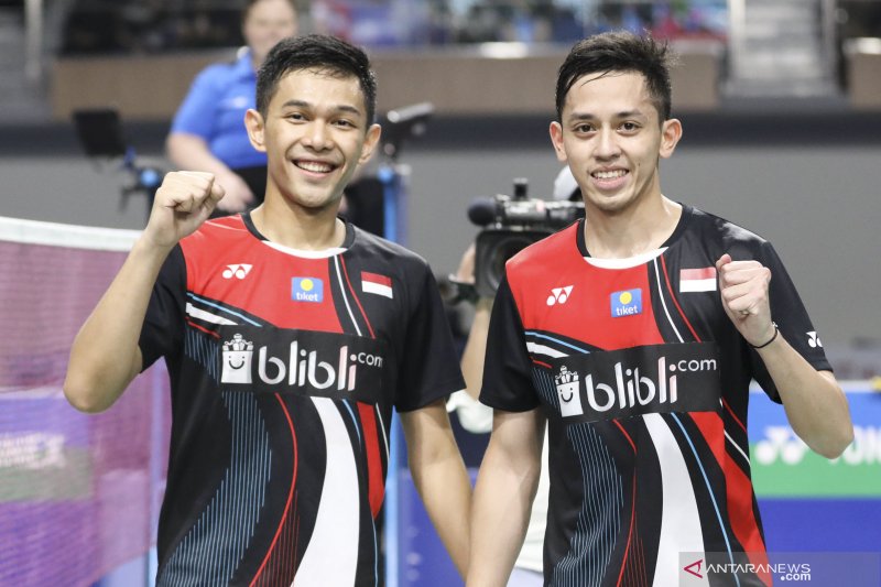 Pasangan ganda peringkat 5 dunia asal Indonesia Fajar/Ryan (Antara)