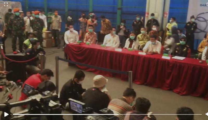 Suasana konferensi pers Kemenko Maritim di Banda Soekarno Hatta (Foto: Dok. Ist)