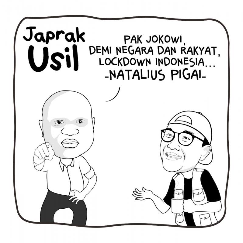 Karikatur Bang Japrak soal Pigai Minta Lockdown. (lj)