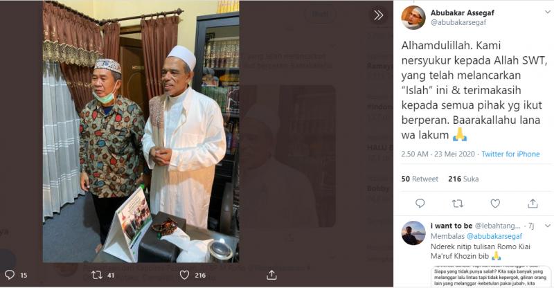 Setelah viral kasus baku pukul, Habib Umar dan Satpol PP Surabaya berakhir damai (Foto:Twitter/Abubakar Assegaf)