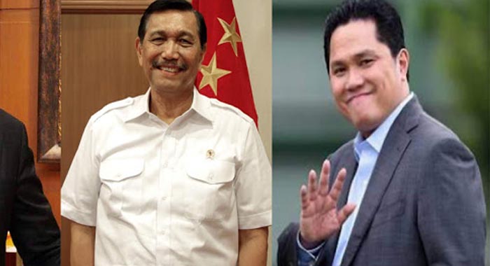 Menko Maritim Luhut dan Menteru BUMN Erick Thohir. (gardaindonews)