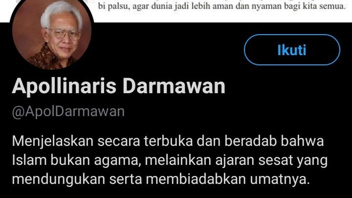 Foto: Tangkapan layar Twitter @ApolDarmawan