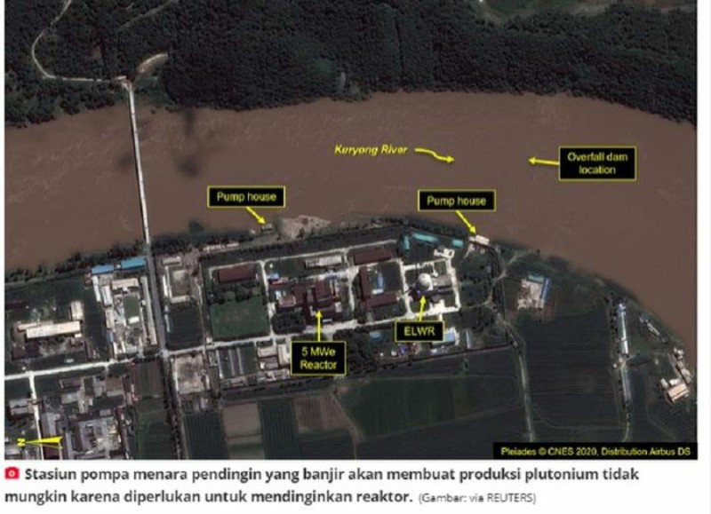 Stasiun Pompa di Korut yang Terendam Banjir. (Daily Star)