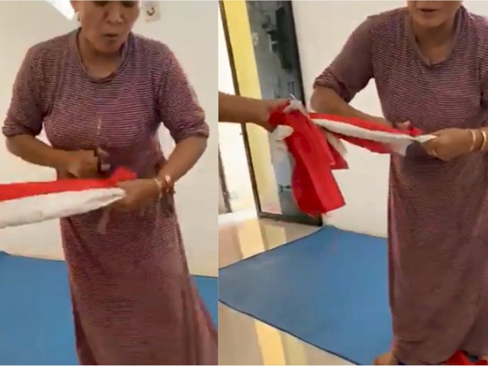 Emak-emak Gunting Bendera Merah Putih (Indozone)