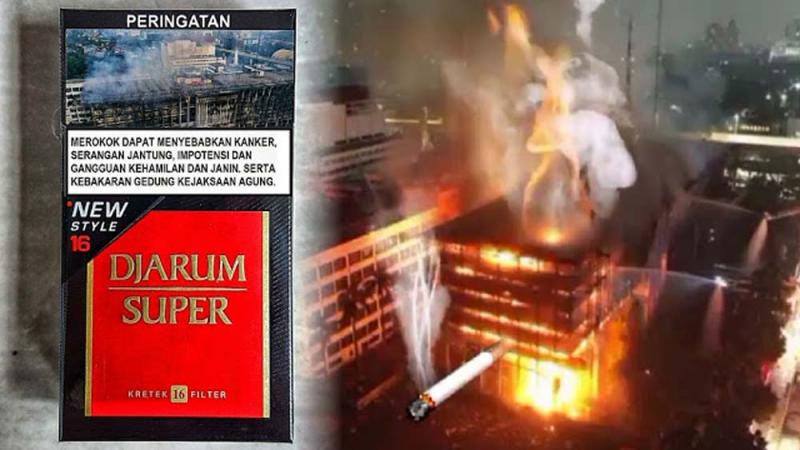 Meme yang beredar di Media Sosial tentang penyebab kebakaran gedung Kejagung