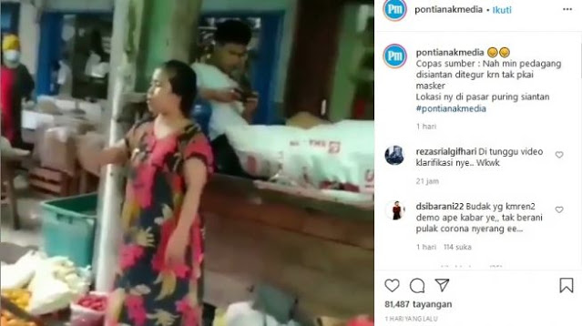 Viral Ibu-ibu Marahi Petugas di Pasar: Corona Akal-akalan Pemerintah! (Tangkapan Layar).