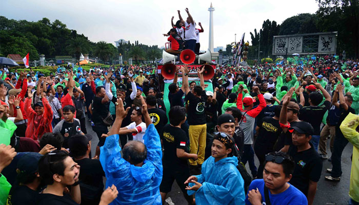 Demo driver online di Jakarta (Foto: Poskota)