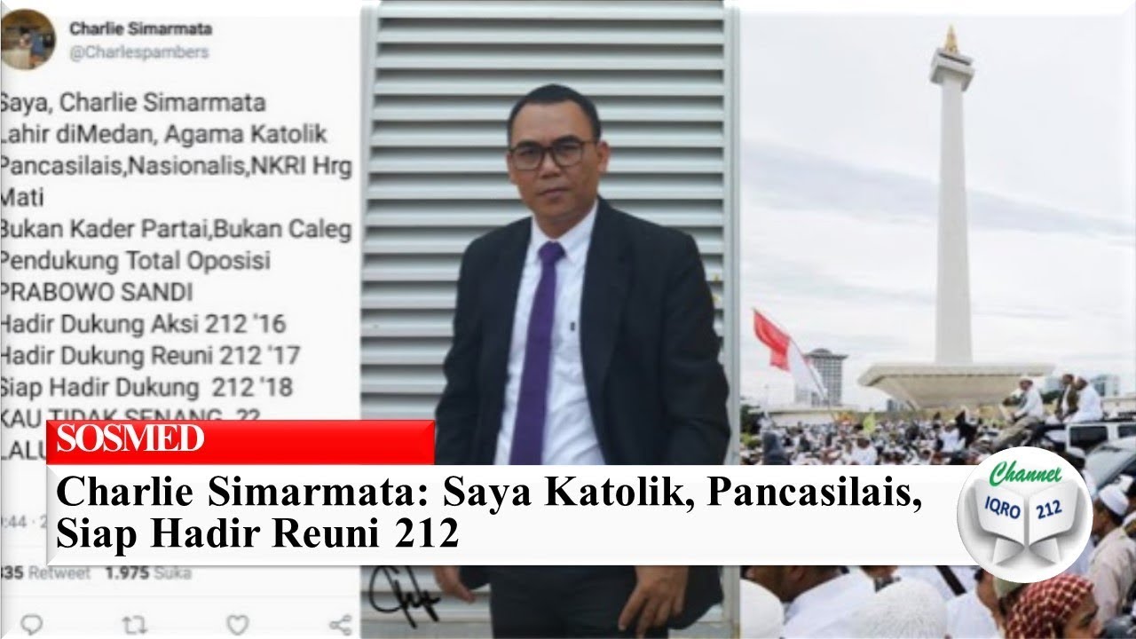 Status Medsos Charlie Simarmata Dukung Reuni 212 (ist)